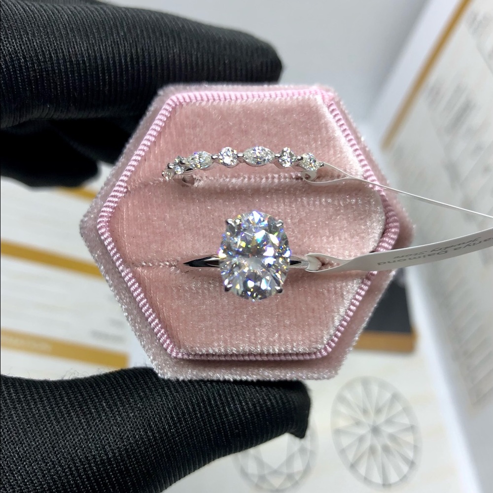 14k moissanite ring set with certificate